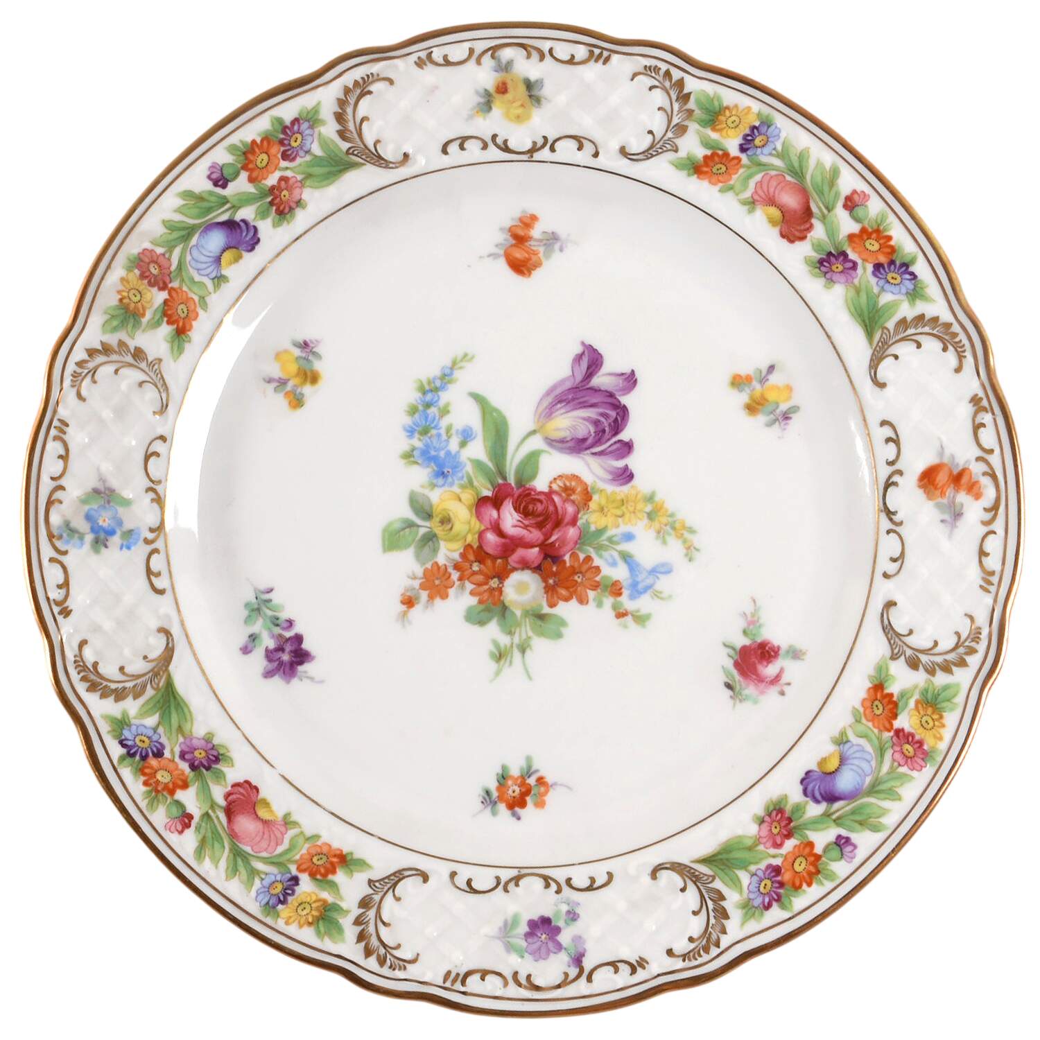 Empress Dresden Flowers Dinner Plate by Schumann - Bavaria-1