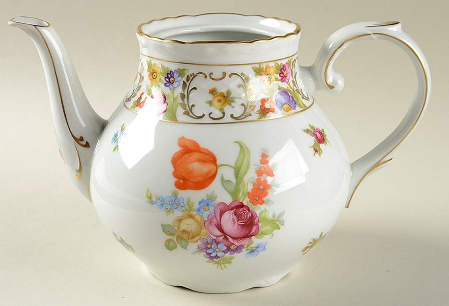 Empress Dresden Flowers Teapot No Lid by Schumann - Bavaria-1