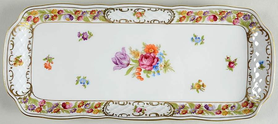 Empress Dresden Flowers 14" Sandwich Tray by Schumann - Bavaria-1