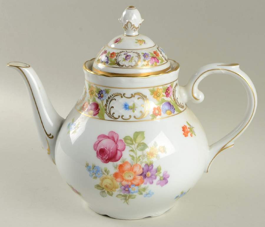 Empress Dresden Flowers Teapot & Lid by Schumann - Bavaria-1