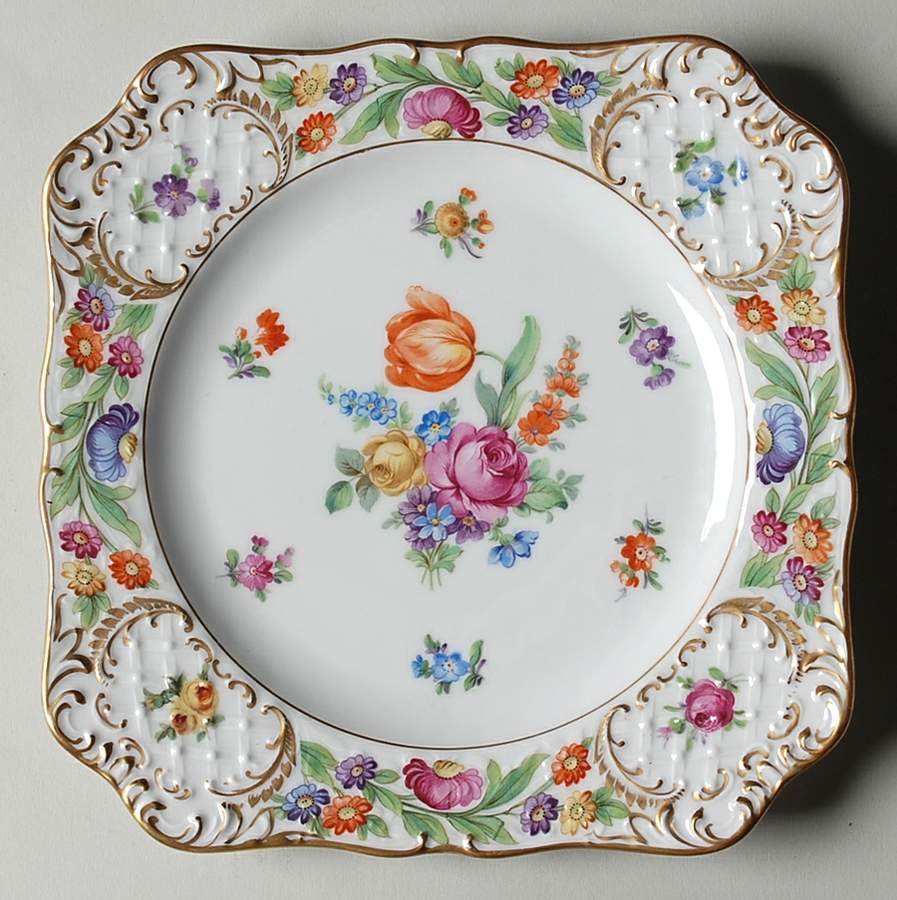 Empress Dresden Flowers Square Luncheon Plate by Schumann - Bavaria-1