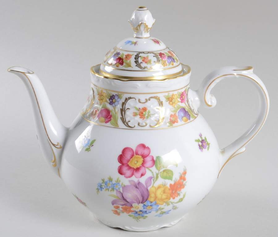 Empress Dresden Flowers Teapot & Lid by Schumann - Bavaria-1