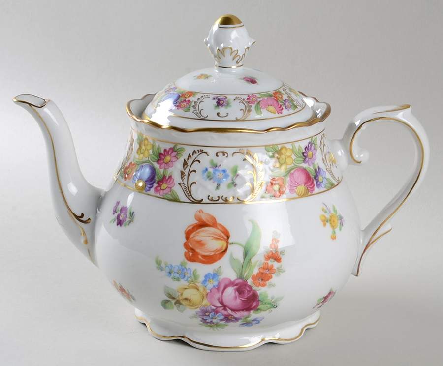 Empress Dresden Flowers Teapot & Lid by Schumann - Bavaria-1
