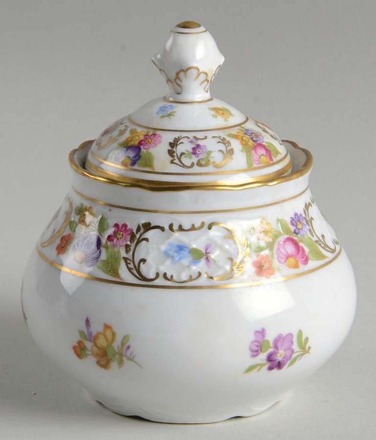 Empress Dresden Flowers Sugar Bowl & Lid by Schumann - Bavaria-1