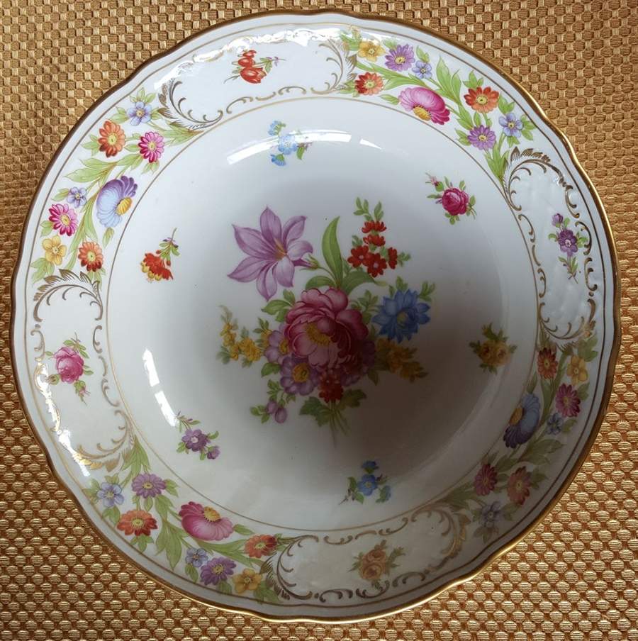 Empress Dresden Flowers Coupe Soup Bowl by Schumann - Bavaria-1