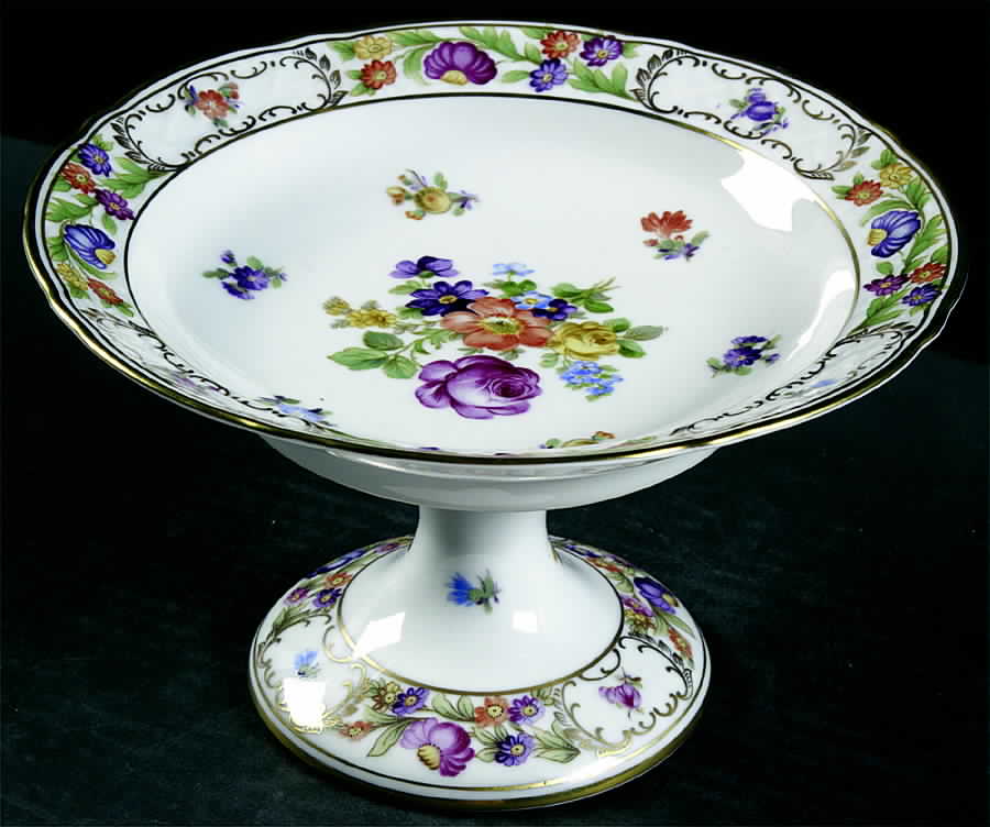 Empress Dresden Flowers Round Compote (Height X Width) by Schumann - Bavaria-1