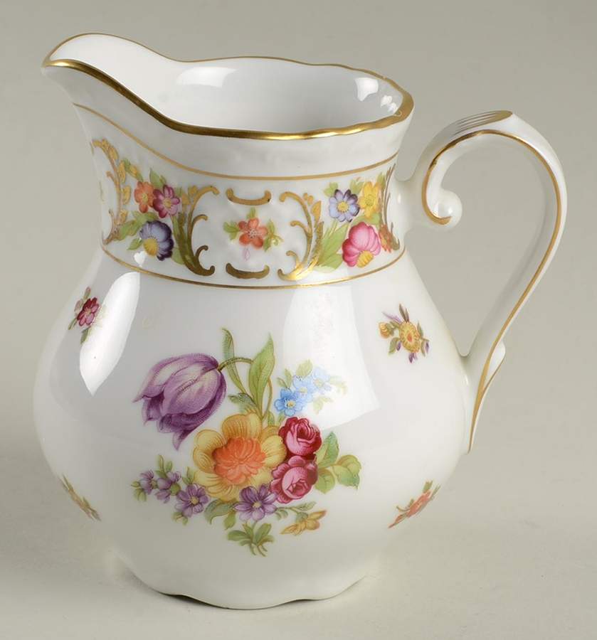 Empress Dresden Flowers Creamer by Schumann - Bavaria-1