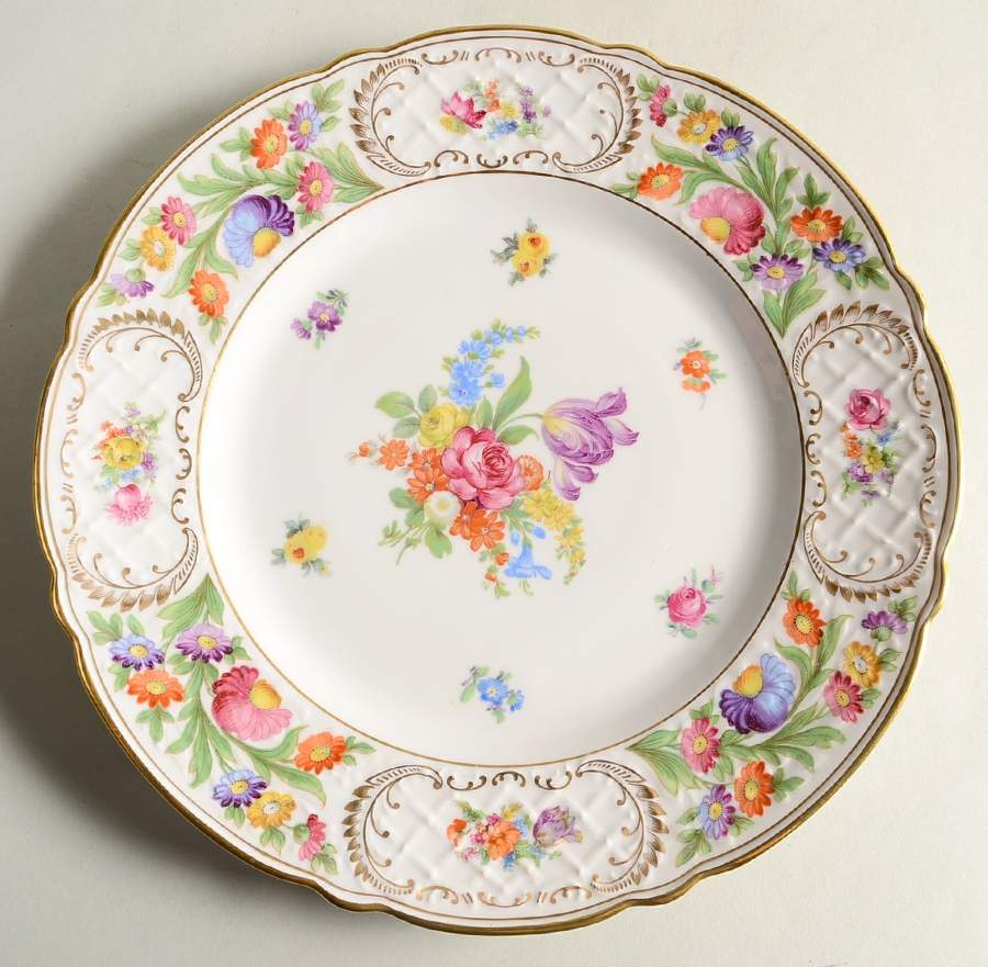 Empress Dresden Flowers Large Dinner Plate by Schumann - Bavaria-1