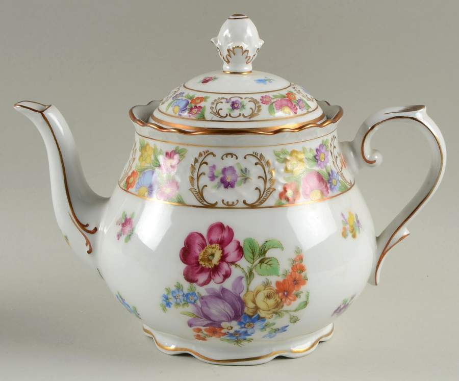 Empress Dresden Flowers Teapot & Lid by Schumann - Bavaria-1