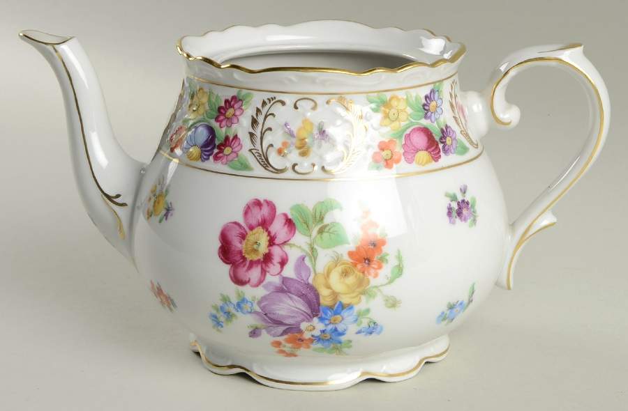 Empress Dresden Flowers Teapot No Lid by Schumann - Bavaria-1
