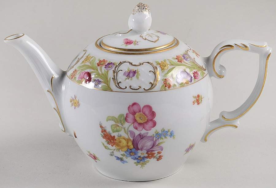 Empress Dresden Flowers Teapot & Lid by Schumann - Bavaria-1