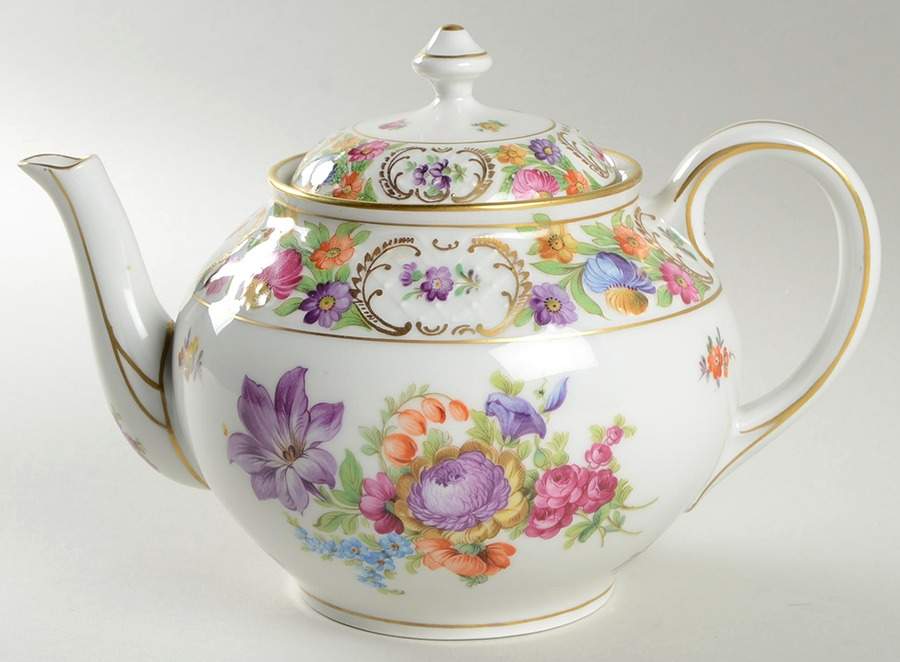 Empress Dresden Flowers Teapot & Lid by Schumann - Bavaria-1