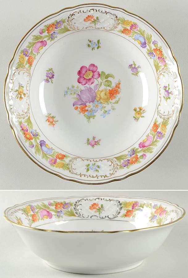 Empress Dresden Flowers 8" Round Vegetable Bowl by Schumann - Bavaria-1