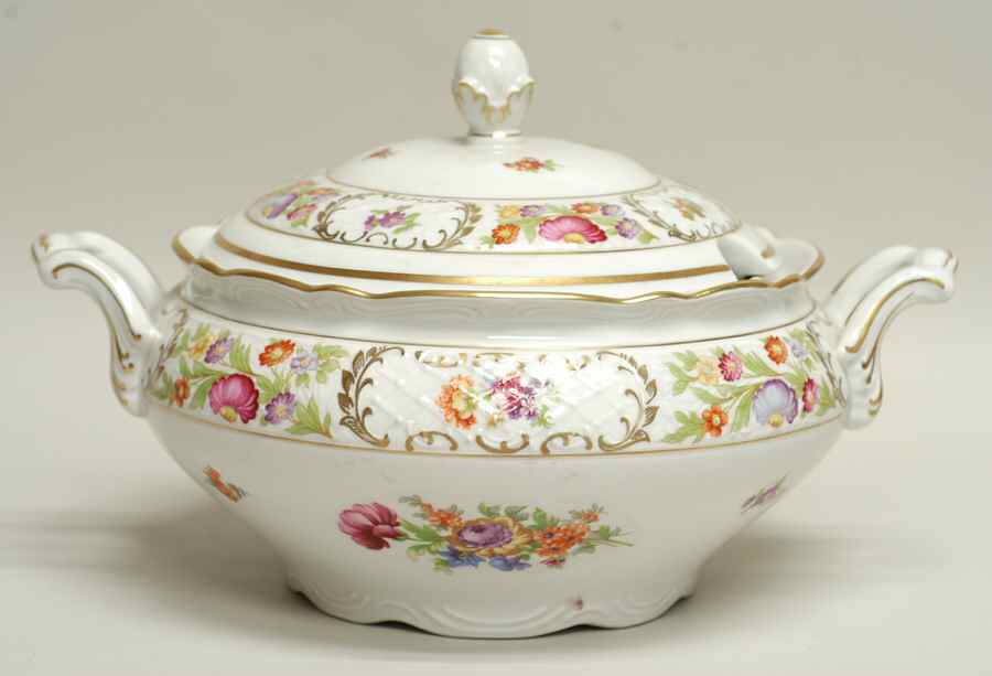 Empress Dresden Flowers Tureen &  Lid by Schumann - Bavaria-1