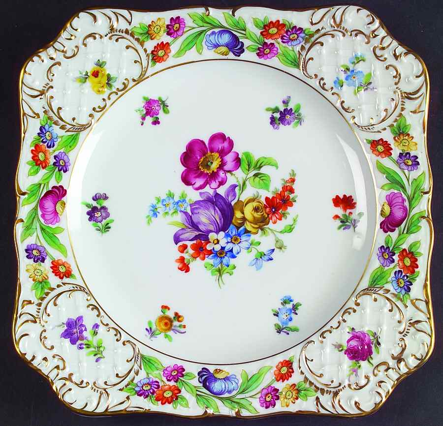 Empress Dresden Flowers Square Luncheon Plate by Schumann - Bavaria-1