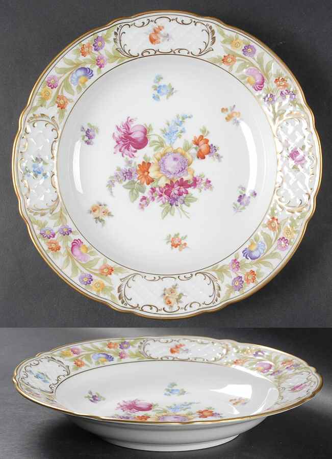 Empress Dresden Flowers Large Rim Soup Bowl by Schumann - Bavaria-1