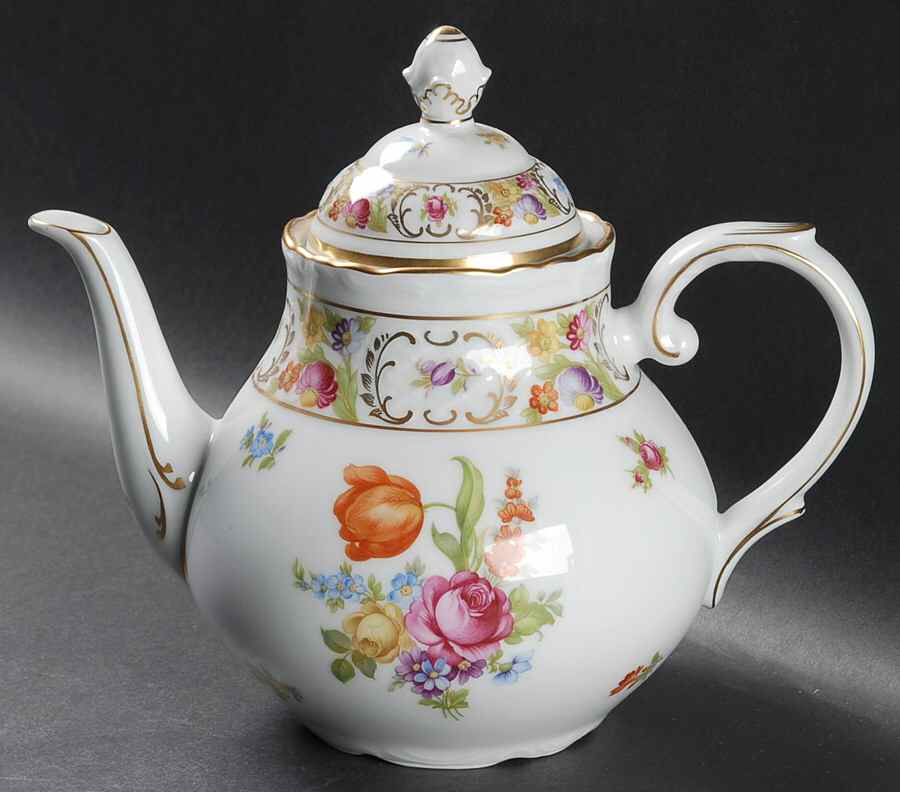 Empress Dresden Flowers Teapot & Lid by Schumann - Bavaria-1