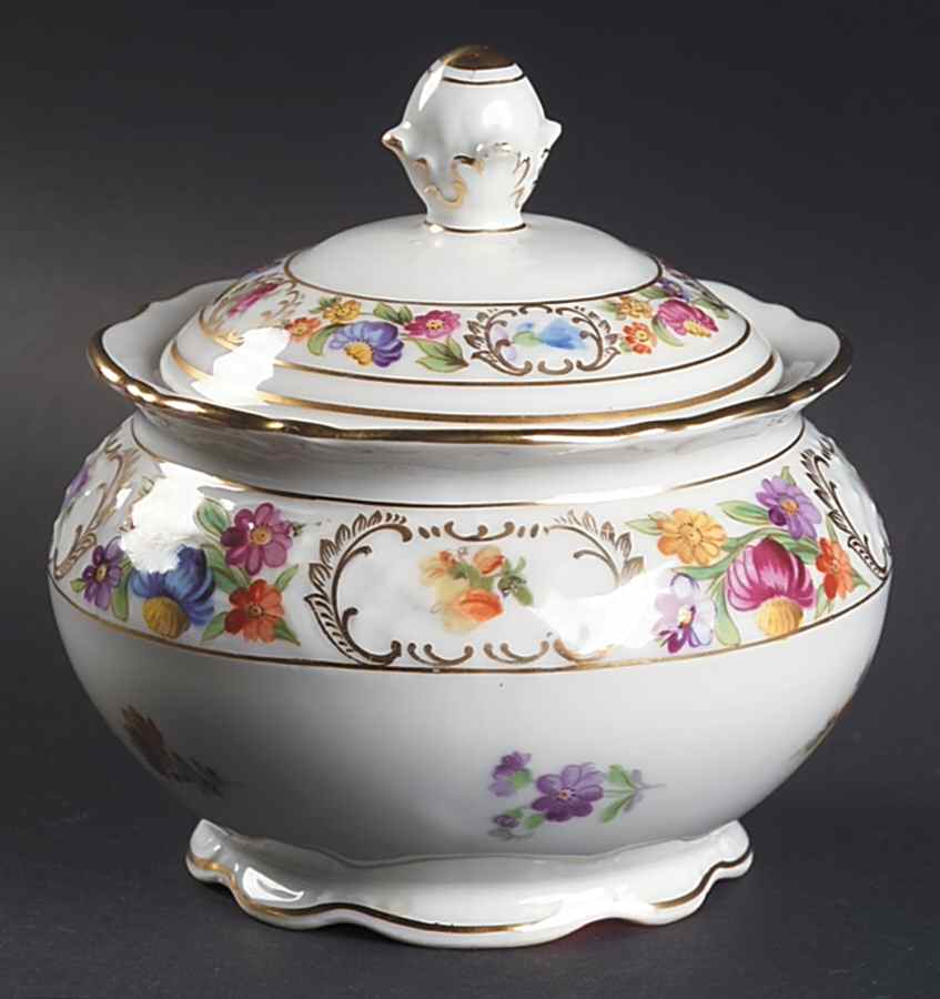 Empress Dresden Flowers Sugar Bowl & Lid by Schumann - Bavaria-1