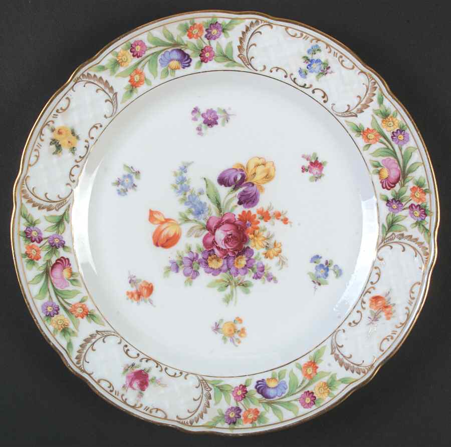 Empress Dresden Flowers Round Serving Plate with Center Handle (Dp) Hc by Schumann - Bavaria-1