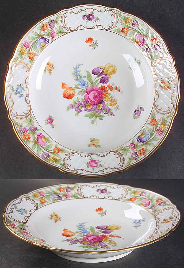 Empress Dresden Flowers Large Rim Soup Bowl by Schumann - Bavaria-1