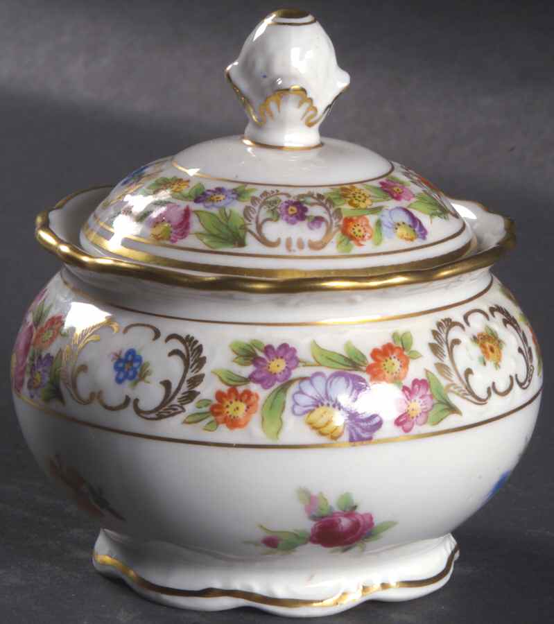 Empress Dresden Flowers Mini Sugar Bowl & Lid by Schumann - Bavaria-1
