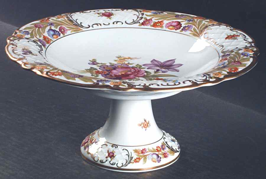 Empress Dresden Flowers Round Compote (Height X Width) by Schumann - Bavaria-1