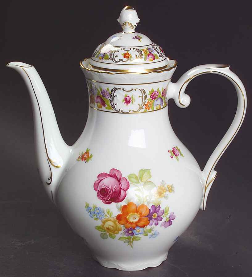 Empress Dresden Flowers Small Coffee Pot & Lid by Schumann - Bavaria-1