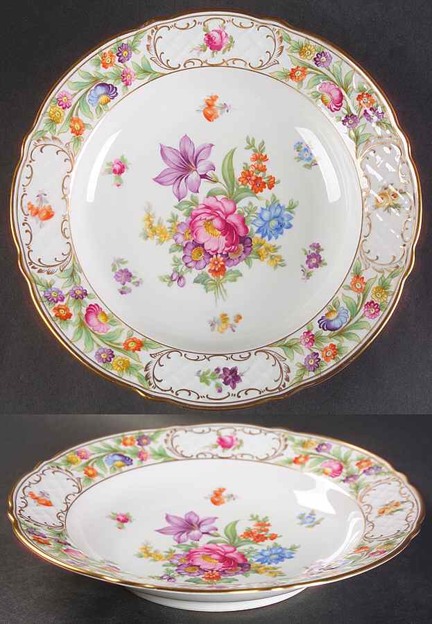 Empress Dresden Flowers Large Rim Soup Bowl by Schumann - Bavaria-1