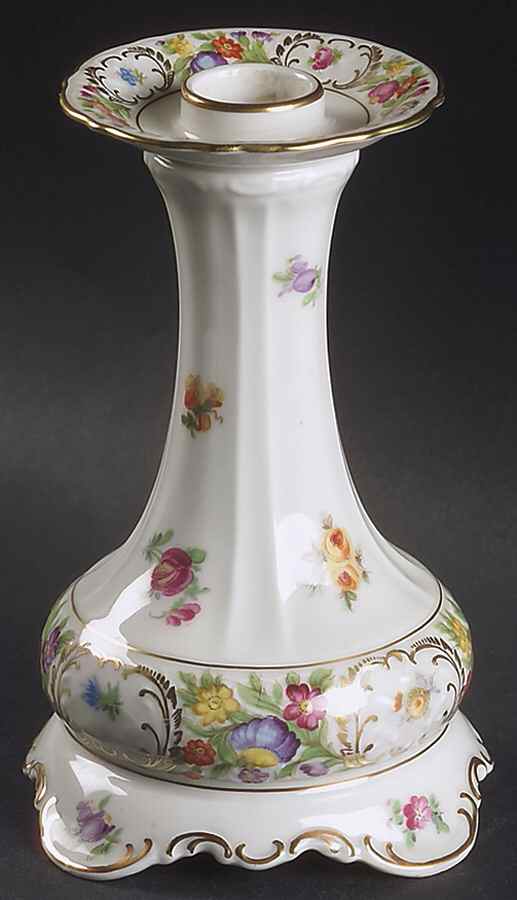 Empress Dresden Flowers 6" Candlestick by Schumann - Bavaria-1