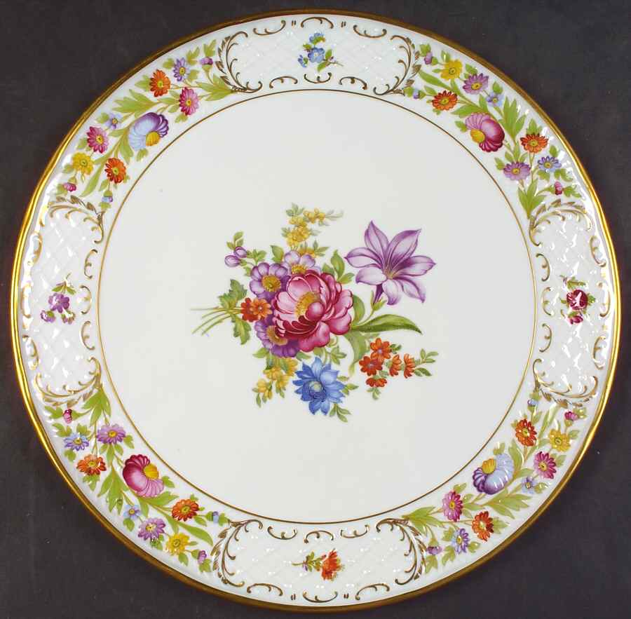 Empress Dresden Flowers Cake Plate by Schumann - Bavaria-1