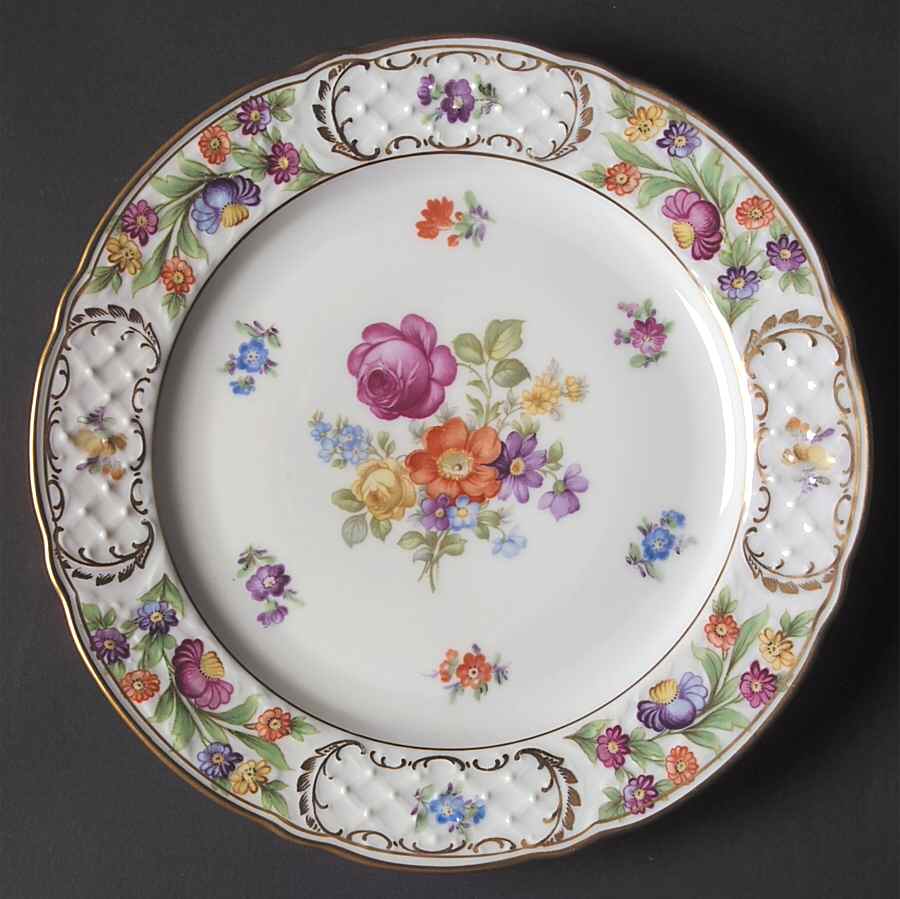 Empress Dresden Flowers Luncheon Plate by Schumann - Bavaria-1