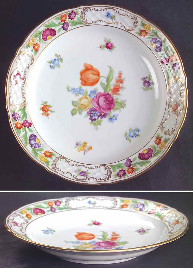 Empress Dresden Flowers Rim Soup Bowl by Schumann - Bavaria-1