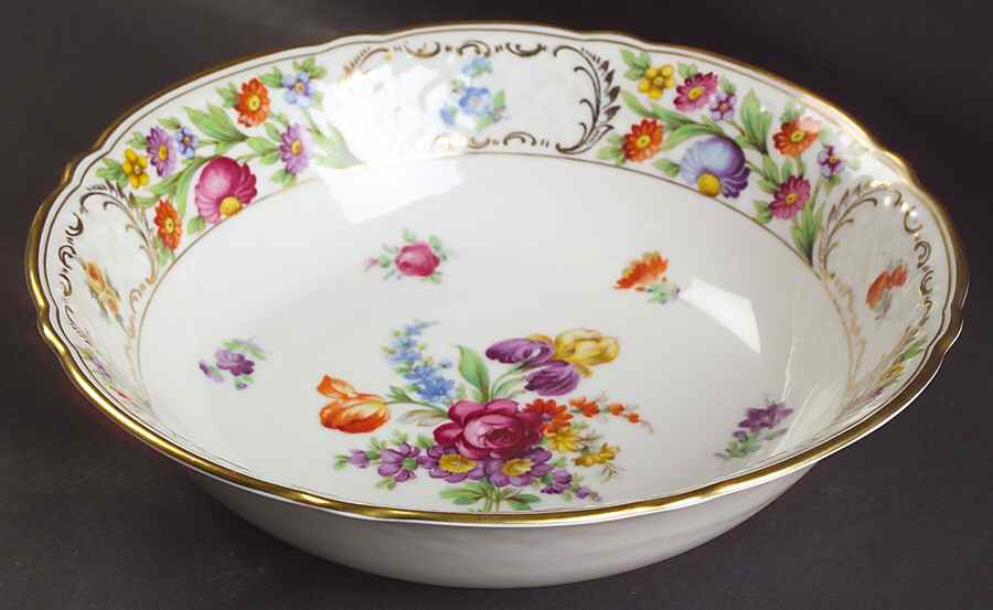 Empress Dresden Flowers 9" Round Vegetable Bowl by Schumann - Bavaria-1