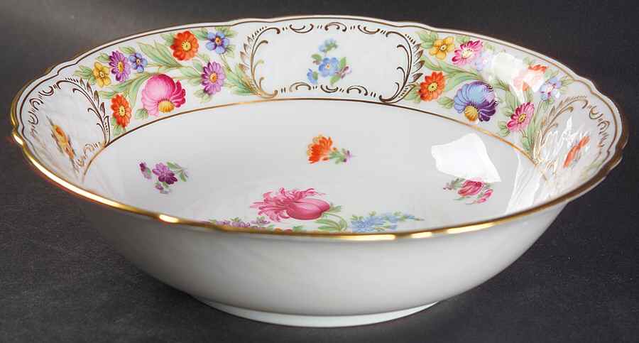 Empress Dresden Flowers 9" Round Vegetable Bowl by Schumann - Bavaria-1