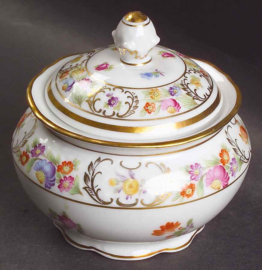 Empress Dresden Flowers Sugar Bowl & Lid by Schumann - Bavaria-1