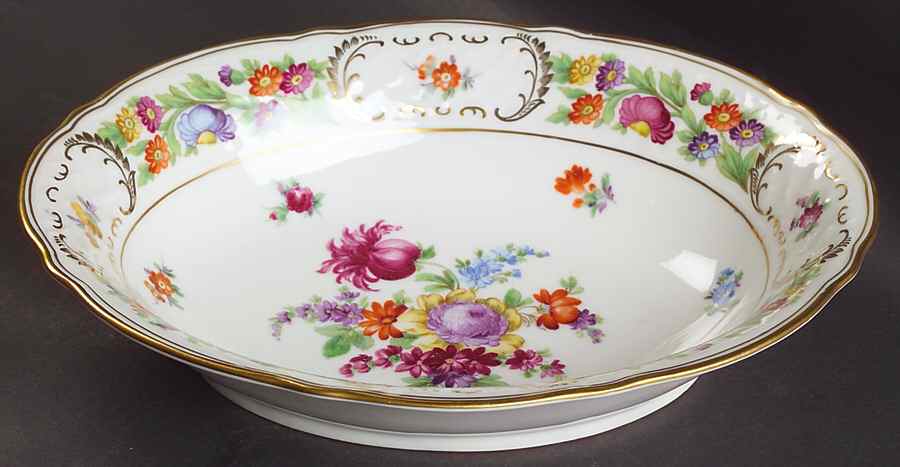 Empress Dresden Flowers 9" Oval Vegetable Bowl by Schumann - Bavaria-1