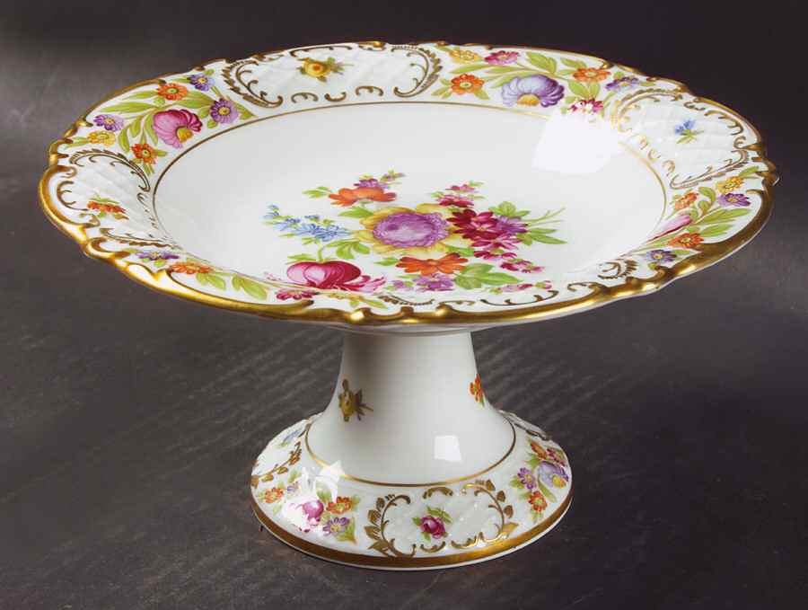 Empress Dresden Flowers Round Compote (Height X Width) by Schumann - Bavaria-1