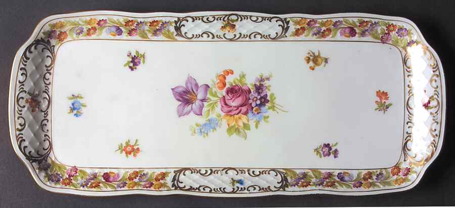 Empress Dresden Flowers Large Sandwich Tray by Schumann - Bavaria-1