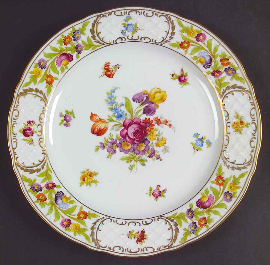 Empress Dresden Flowers Dinner Plate by Schumann - Bavaria-1