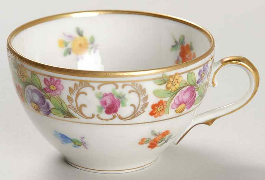 Empress Dresden Flowers Flat Demitasse Cup by Schumann - Bavaria-1