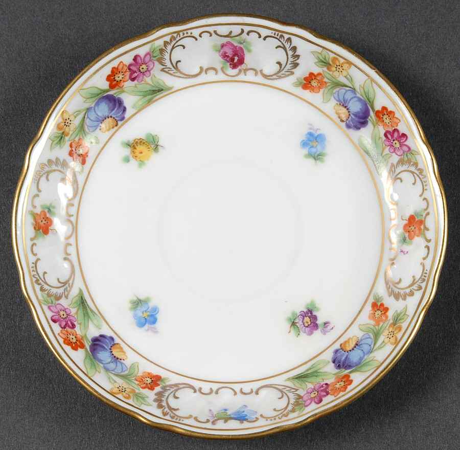 Empress Dresden Flowers Saucer for Flat Demitasse Cup by Schumann - Bavaria-1