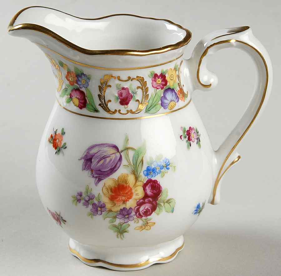 Empress Dresden Flowers Creamer by Schumann - Bavaria-1