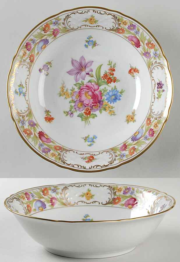Empress Dresden Flowers 9" Round Vegetable Bowl by Schumann - Bavaria-1