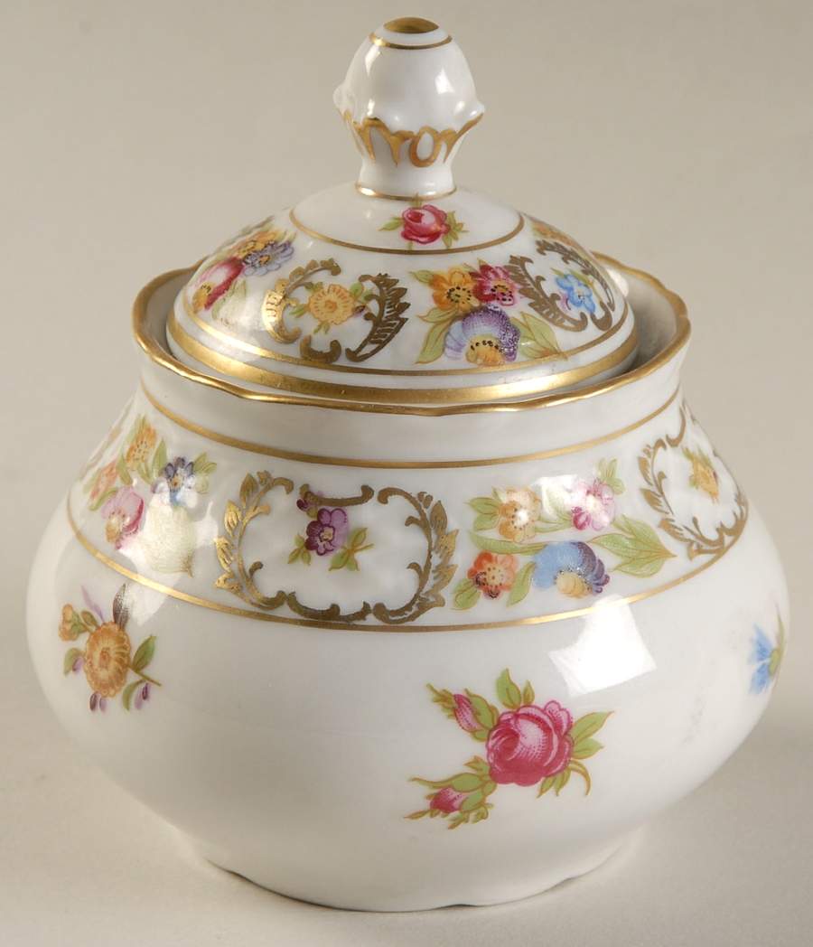 Empress Dresden Flowers Mini Sugar Bowl & Lid by Schumann - Bavaria-1