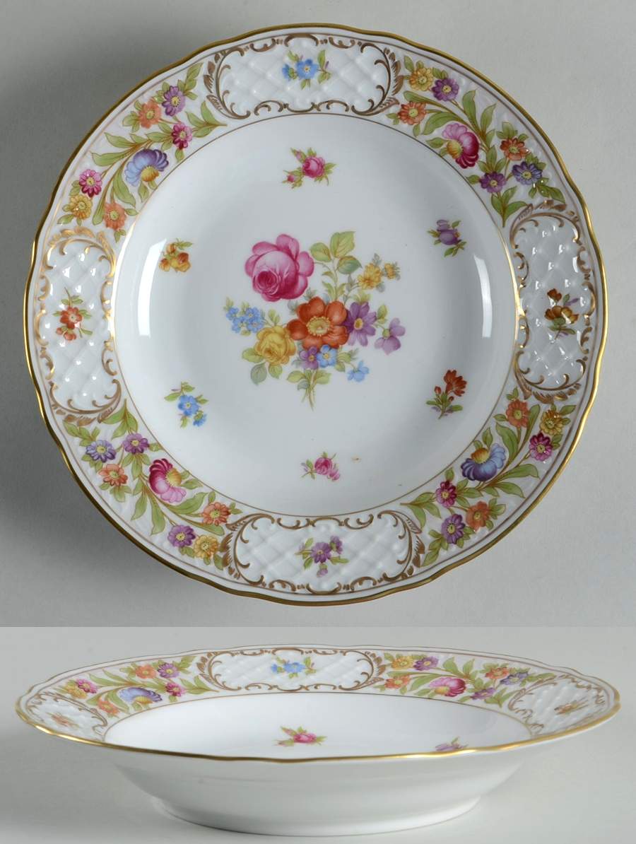 Empress Dresden Flowers Large Rim Soup Bowl by Schumann - Bavaria-1