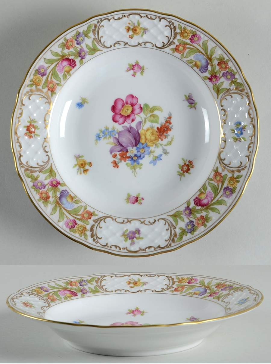 Empress Dresden Flowers Large Rim Soup Bowl by Schumann - Bavaria-1