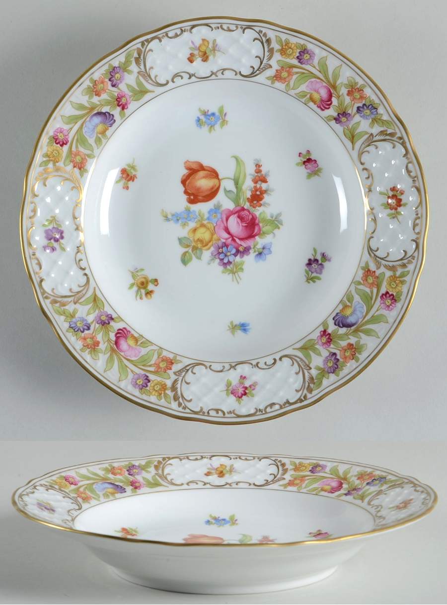 Empress Dresden Flowers Large Rim Soup Bowl by Schumann - Bavaria-1