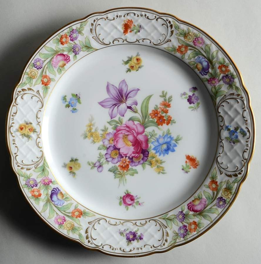 Empress Dresden Flowers Dinner Plate by Schumann - Bavaria-1