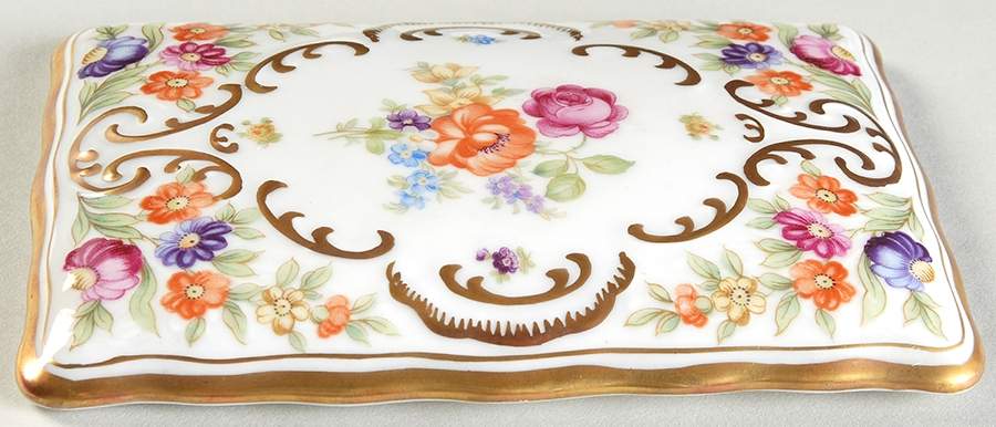 Empress Dresden Flowers Lid for Cigarette Box by Schumann - Bavaria-1