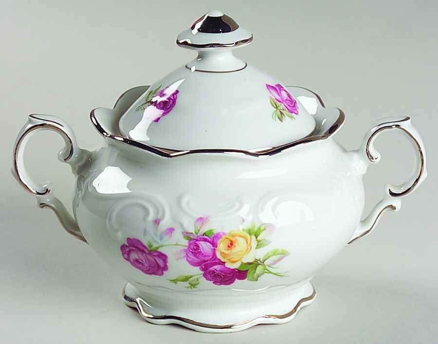 Empire Rose Sugar Bowl & Lid by Schumann - Bavaria-1